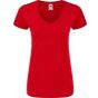 fruit of the loom Ladies 150 V-neck T red
