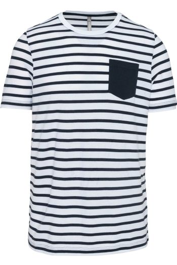 T-shirt rayé marin avec poche manches courtes