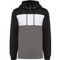 Kariban Sweat-shirt tricolore à capuche unisexe black/white/basalt_grey