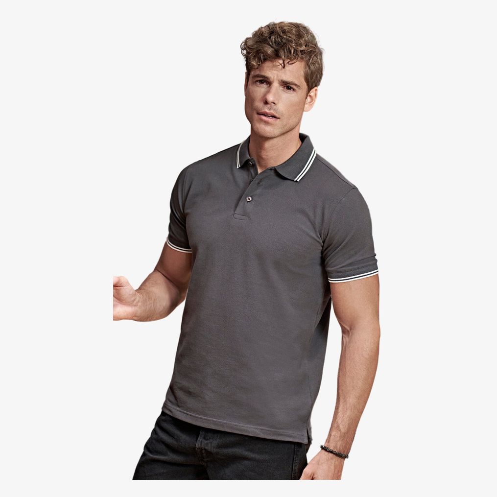 Luxury stripe stretch polo tee jays