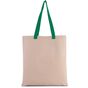 Kimood Sac shopping plat en toile avec poignées contrastées natural/kelly_green