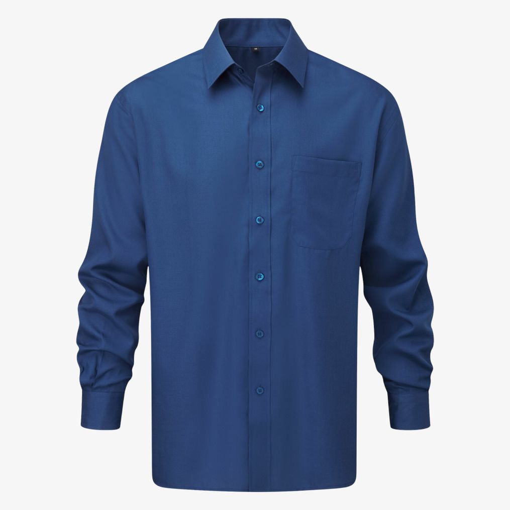 Men’s long sleeve classic polycotton poplin shirt Russell Collection