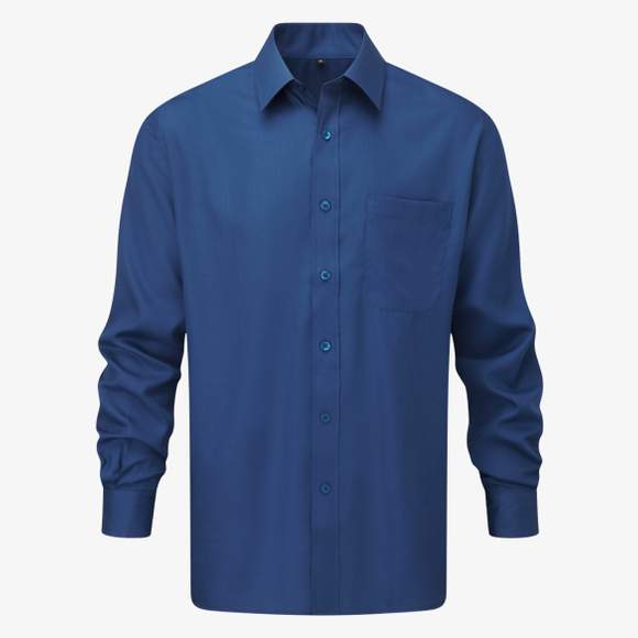 Men’s long sleeve classic polycotton poplin shirt Russell Collection