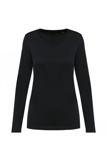 Image produit T-shirt Supima® col V manches longues femme