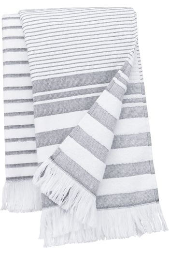 Fouta rayée avec franges - Striped White/smoke