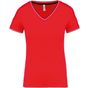 Kariban T-shirt maille piquée col V femme red/navy/white