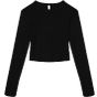 Bella Women's micro rib long sleeve baby tee solid_black_blend