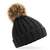 Beechfield Bonnet en grosse maille et pompon en fausse fourrure pour enfant black