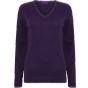 Henbury Ladies' 12gg v-neck jumper purple