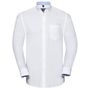 Russell Collection Men’s long sleeve tailored washed oxford white/oxford_blue