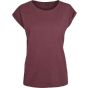 Build Your Brand Ladies Extended Shoulder Tee cherry