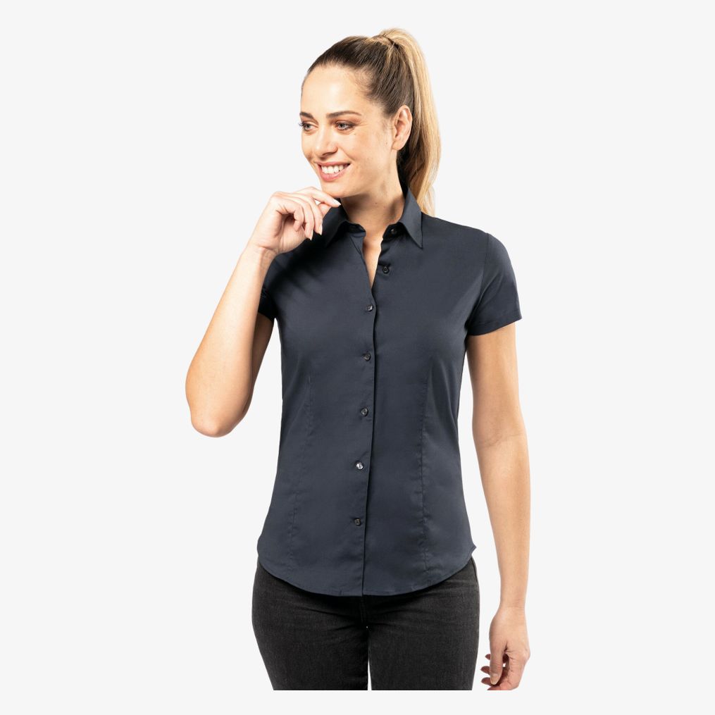 Chemise coton / élasthanne manches courtes femme kariban