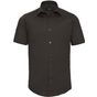 Russell Collection Men’s short sleeve fitted stretch shirt chocolate