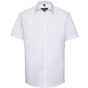 Russell Collection Men’s short sleeve tailored herringbone shirt white