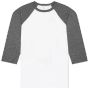 Bella Unisex 3/4 sleeve baseball tee white/deep_heather