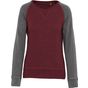 Kariban Sweat-shirt BIO bicolore col rond manches raglan femme wine_heather/grey_heather