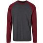 Build Your Brand Basic Contrast Raglan Longsleeve charcoal/cherry