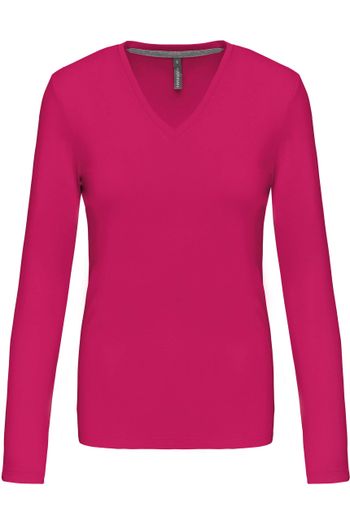 Image produit T-shirt col V manches longues femme