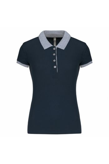 Image produit Polo piqué bicolore femme