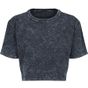 Build Your Brand Ladies Acid Washed Cropped Tee darkgrey_white