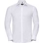 Russell Collection Men’s long sleeve tailored herringbone shirt white