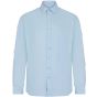 Henbury Men's long sleeved ‘cotton feel ' coolplus shirt blue