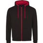 AWDis Just Hoods Varsity Zoodie - jet_black/fire_red - XL