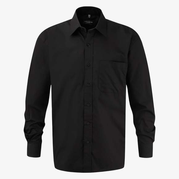 Men’s long sleeve classic pure cotton poplin shirt Russell Collection