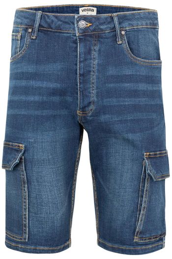 Bermuda denim stretch multipoches - Jean Blue