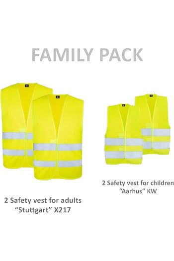 Pack familial "Ingolstadt" de gilets de sécurité standard - Signal Yellow