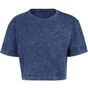 Build Your Brand Ladies Acid Washed Cropped Tee indigo_white