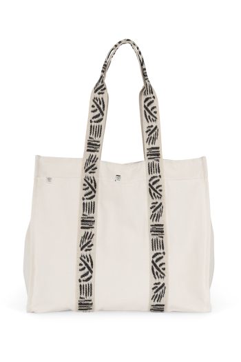 Grand sac shopping recyclé à soufflet - Ecume/nippon Black