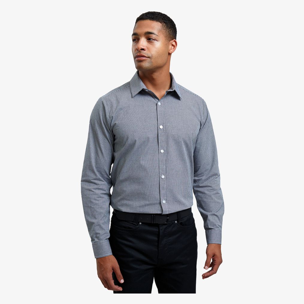 Chemise à micro carreaux Vichy à manches longues pour homme Premier