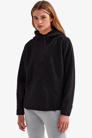 Image produit Sweat à capuche sherpa avec fermeture zippée 1/4 pour femme Tridri®