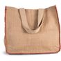 Kimood Sac en jute avec coutures contrastées natural/arandano_red