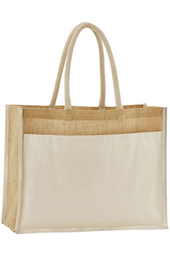 Tote bag pocket en coton jute amidonné naturel - Natural