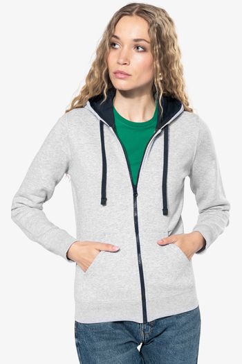 Image produit sweat-shirt zippé capuche contrastée femme