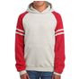 Jerzees Nublend® varsity colour-block hooded sweatshirt oatmeal_heather/fiery_red_heather