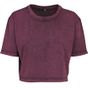 Build Your Brand Ladies Acid Washed Cropped Tee berry_black
