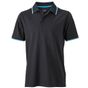 James&Nicholson Men's Coldblack® Polo - black/white/turquoise - S