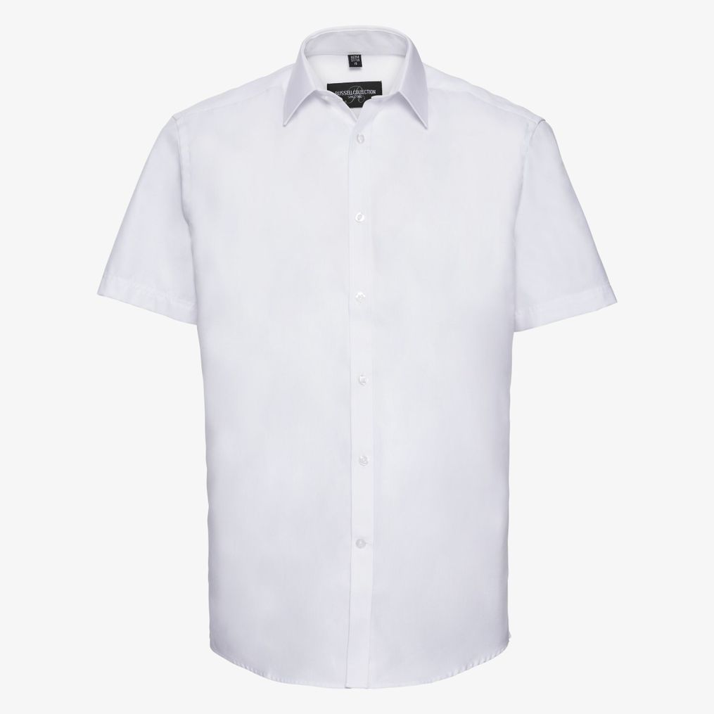 Men’s short sleeve tailored herringbone shirt Russell Collection