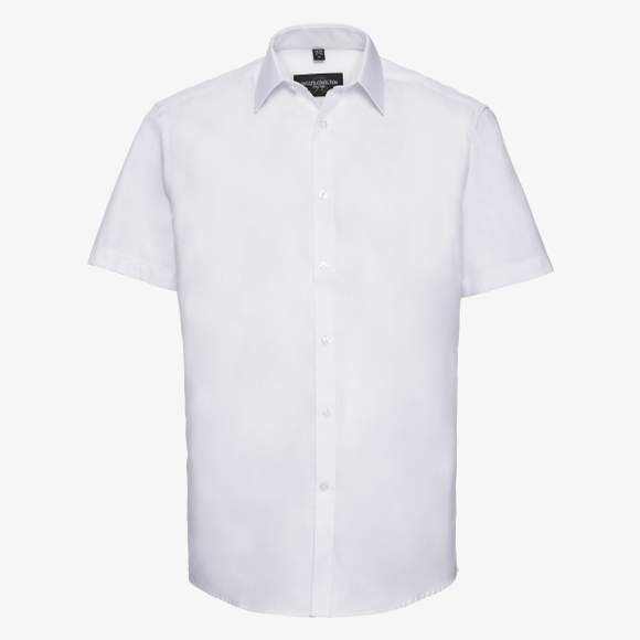 Men’s short sleeve tailored herringbone shirt Russell Collection