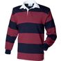 Front Row SEWN STRIPE LONG SLEEVE RUGBY SHIRT  burgundy/navy