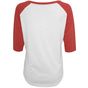 Build Your Brand Ladies 3/4 Contrast Raglan Tee white/red