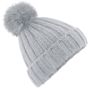 Beechfield Bonnet à pompon en maille épaisse et fourrure Verbier light_grey