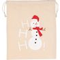 Kimood Sac coton à cordon motif bonhomme de neige natural