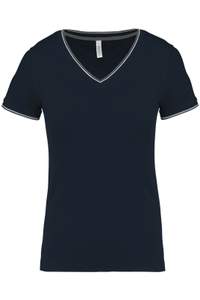 Image produit T-shirt maille piquée col V femme