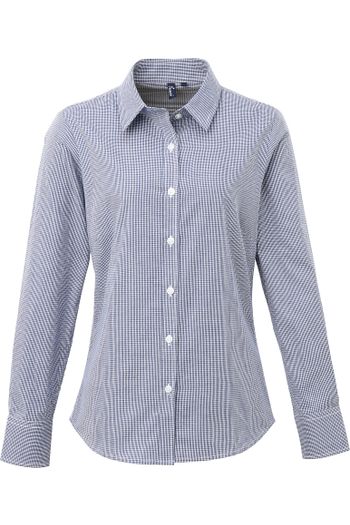 Image produit Chemise à micro-carreaux vichy et manches longues pour femme