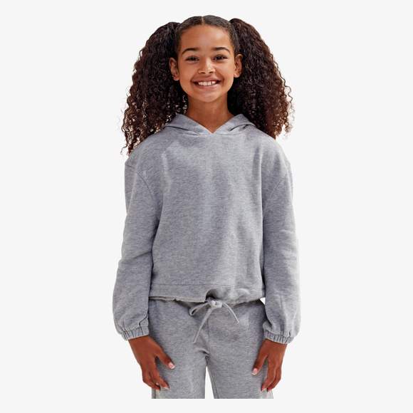 Sweat à capuche crop-top oversize en tissu recyclé Tridri® enfant TriDri