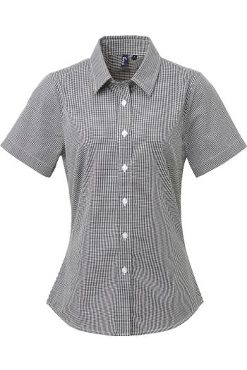 Image produit Chemise micro-carreaux Vichy Gingham à manches courtes pour femme